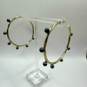 Lilly Pulitzer Gemma Onyx Hoop Earring Summer Pierced Jewelry Preppy Casual